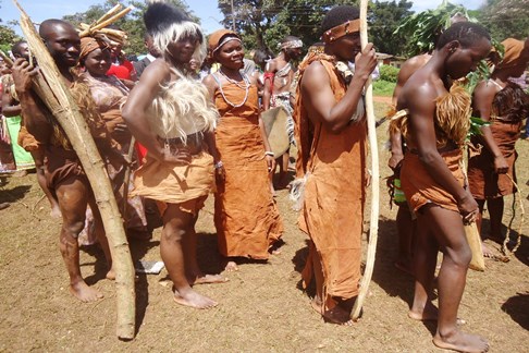 Local Bakonzo villagers sharing culture with tourists